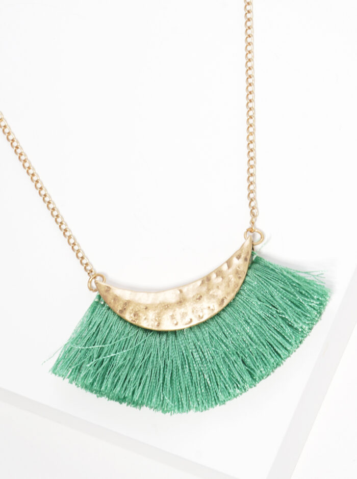 Thread Fan Tassel Pendant Necklace - Image 1