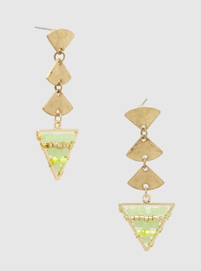 Seed Beaded Arrowlike Triangle Post Drop Earrings - Image 1
