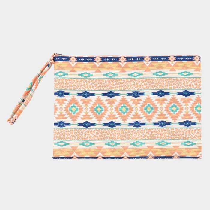 Leopard Tribal Pattern Pouch Clutch Bag (Coral) - Image 1