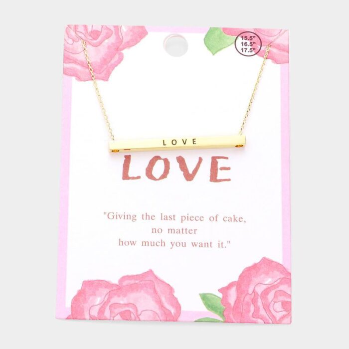Metal Bar Message Necklace Love - Image 1