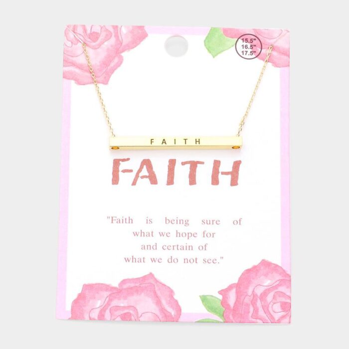 Metal Bar Message Necklace Faith - Image 1