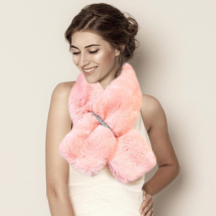 Scarf-Faux Fur With Diamond Bling Pull Through - Image 1