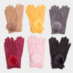 Touch Screen Gloves-Faux Fur Pom Pom