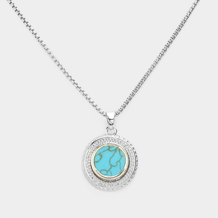 Natural Stone Accented Pendant Necklace - Image 1