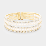 Rhinestone Pearl Cuff Evening Bracelet