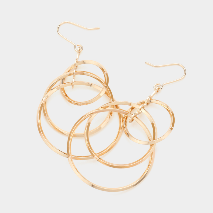 Metal O Ring Link Dangle Earrings - Image 1