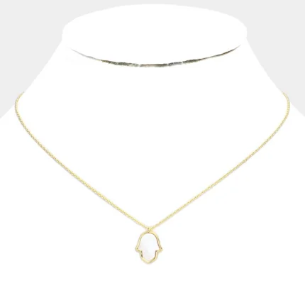 Mother of Pearl Hamsa Hand Pendant Necklace