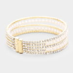 Rhinestone Pearl Cuff Evening Bracelet - Image 2