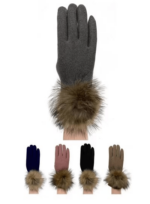 Touch Screen Gloves With Pom-Pom Accent