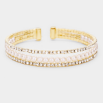 Rhinestone Pearl Evening Cuff Bracelet