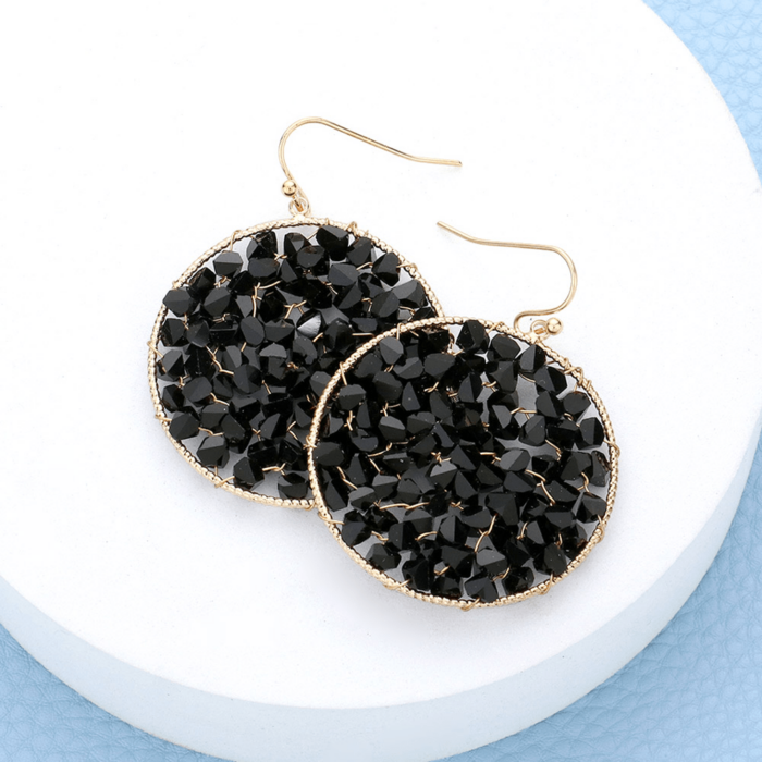 Faceted Beaded Round Dangle Earrings - Image 1