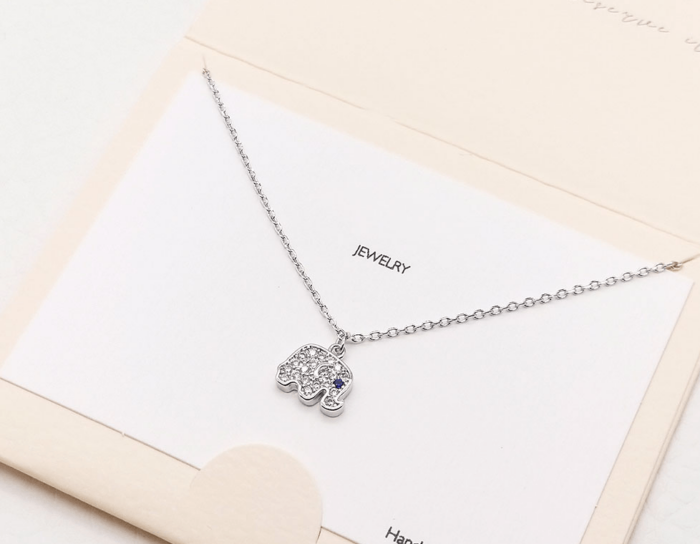 Cubic Zirconia Embellished Elephant Pendant Necklace - Image 1