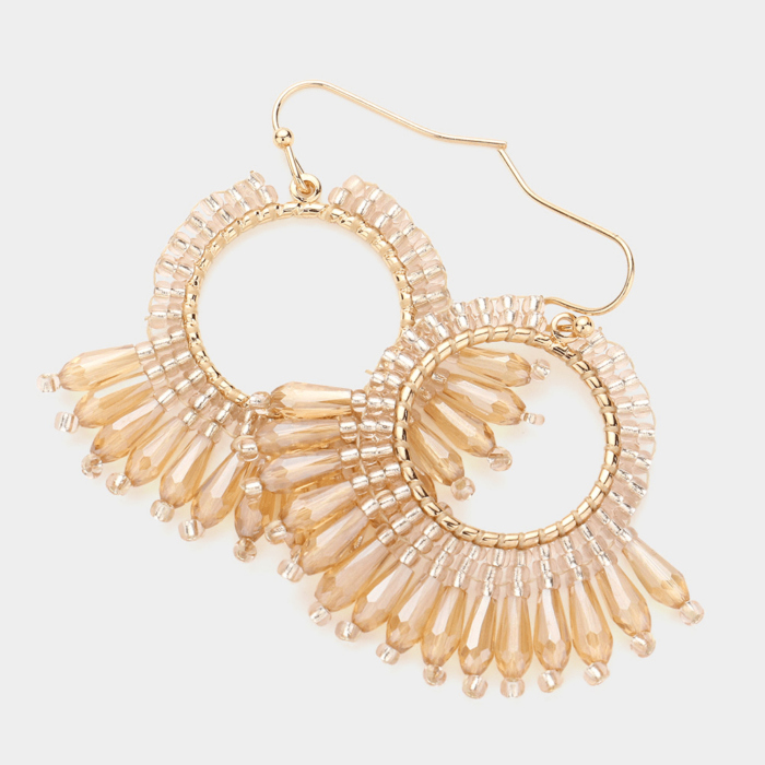 Faceted Beaded Dangle Earrings - Image 1