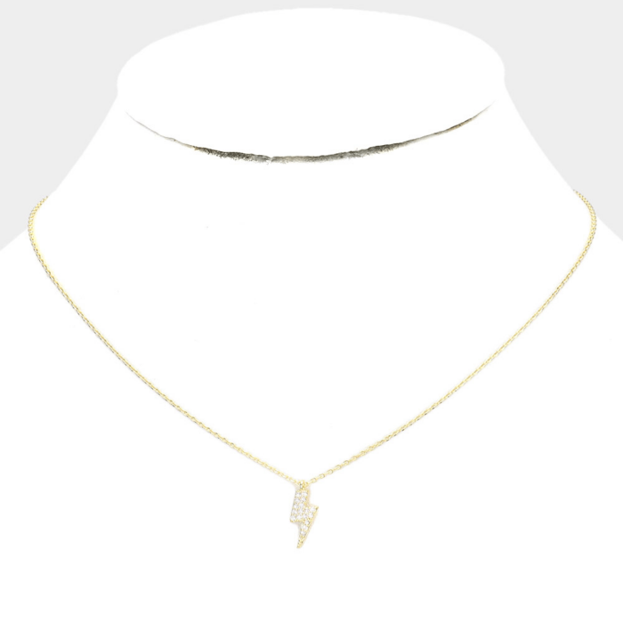 Cubic Zirconia Lightning Pendant Necklace - Image 1