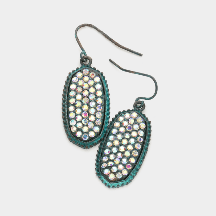 Crystal Pave Hexagon Dangle Earrings - Image 1