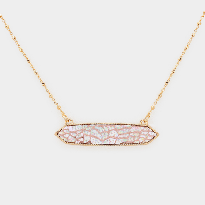Patterned Hexagon Pendant Necklace - Image 1