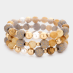 Pearl Wood Beaded Stretch Bracelets