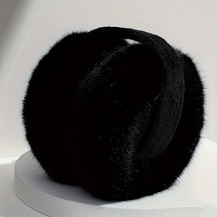 Solid Color Foldable Earmuffs Classic Faux Fur - Image 1
