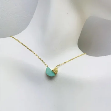 Pac Man Half Circle Stone Necklace