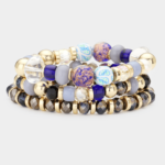 Glittered Ball Faceted Beaded Stretch Bracelets