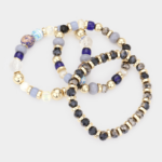 Glittered Ball Faceted Beaded Stretch Bracelets - Image 2