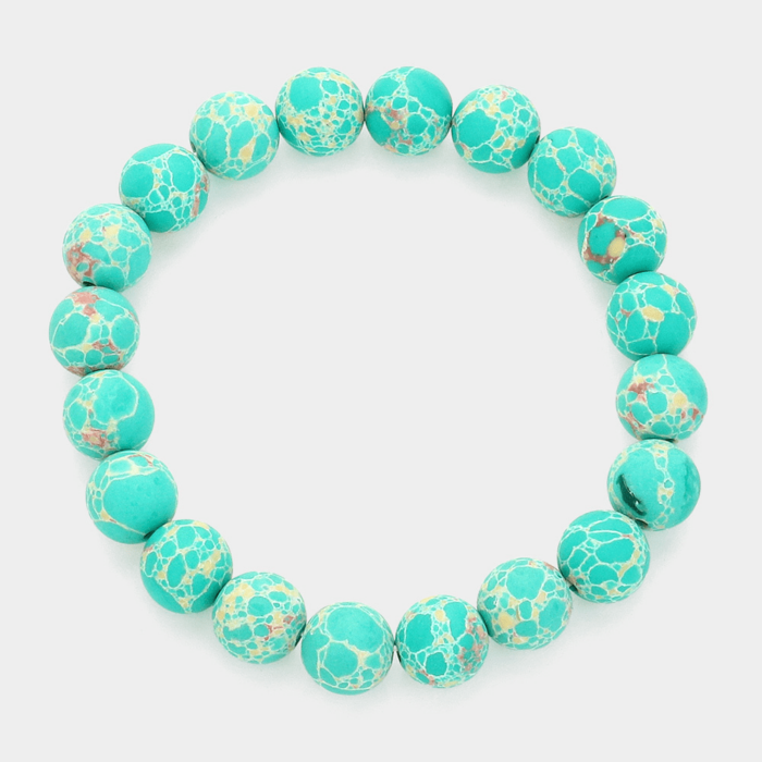 Natural Stone Beaded Stretch Bracelet - Image 1