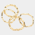 Worn Gold Metal Beads Stretch Multi Layered Bracelets - Image 2