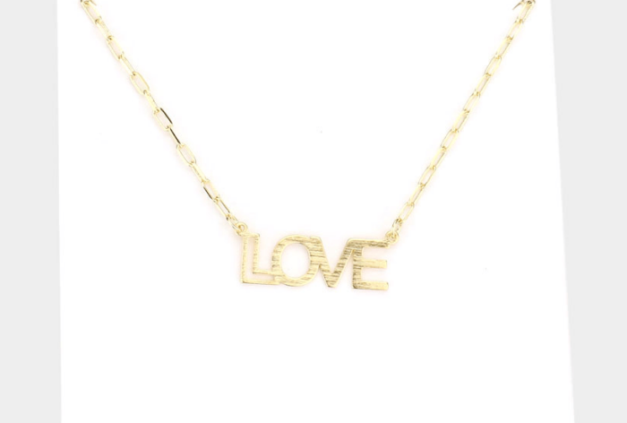 Love Brass Metal Message Pendant Necklace - Image 1