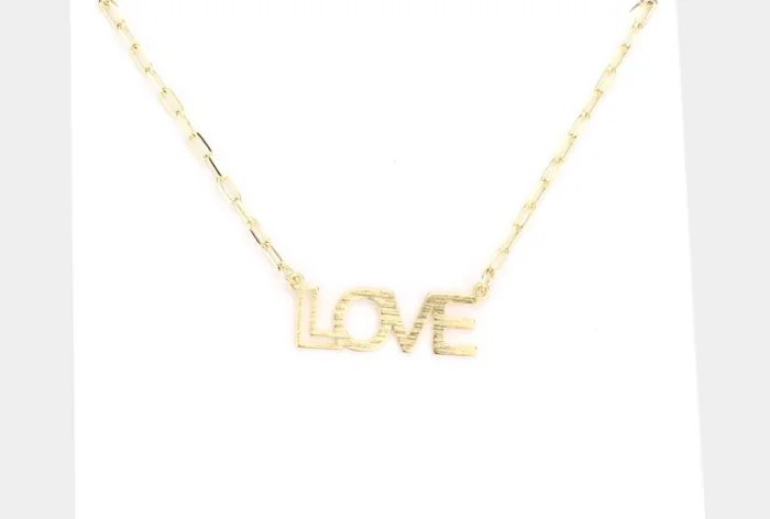 Love Brass Metal Message Pendant Necklace - Image 1