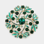 Rhinestone Embellished Flower Vine Brooch