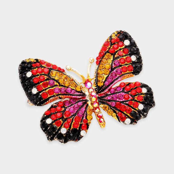 Rhinestone Pave Butterfly Pin Brooch - Image 1