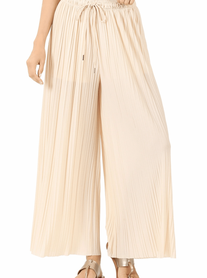 Pleated Wide Leg Pants W/ Lining - Image 1