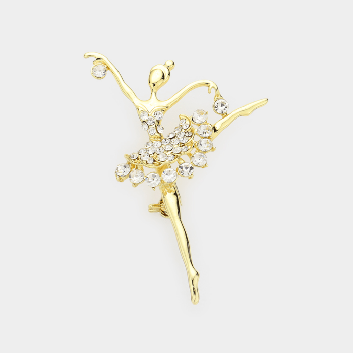 Stone Embellished Ballerina Pin Brooch - Image 1