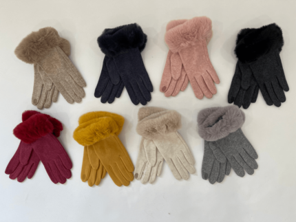 Touch Screen Gloves With Faux Fur Cuff