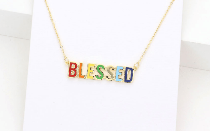 &Amp;Quot;Blessed&Amp;Quot; Enamel Necklace - Image 1