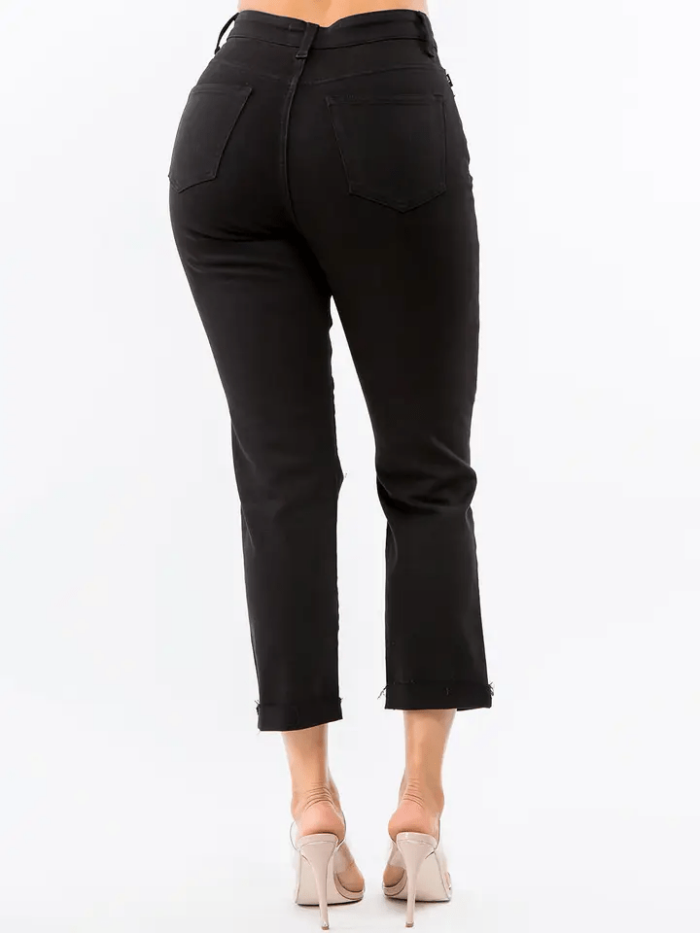 Plus Size High Waist Distressed Boyfriend Mom Jeans - Image 3