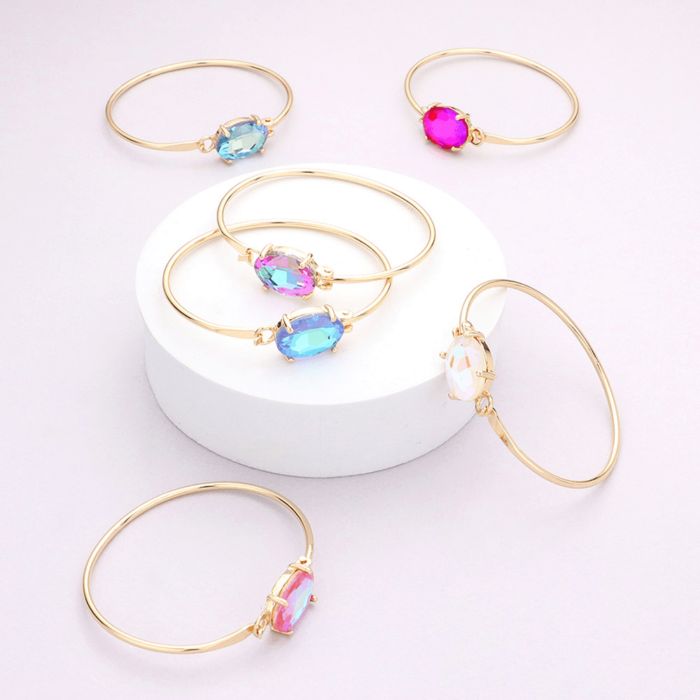 Oval Stone Metal Hook Bracelet - Image 1