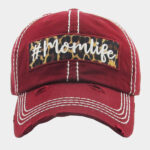 mom life Leopard Pattern Detail Vintage Baseball Cap