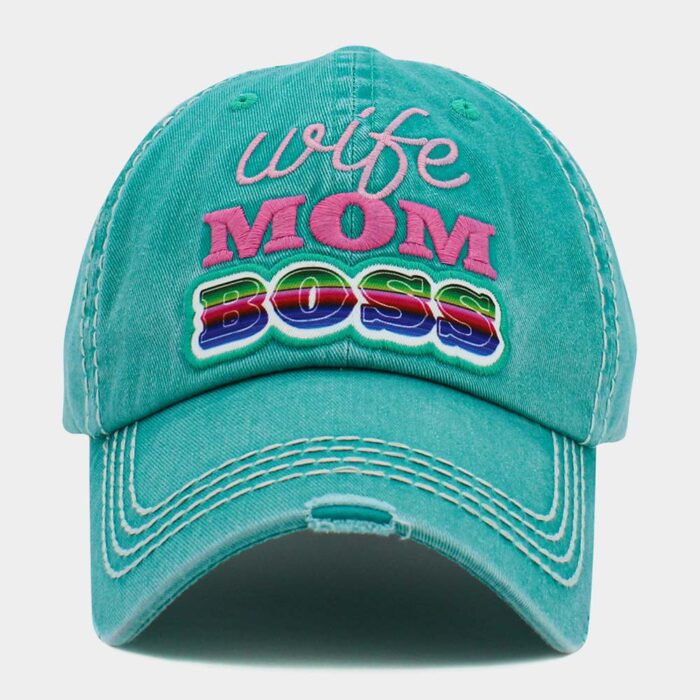 Wife Mom Boss Message Vintage Baseball Cap - Image 1