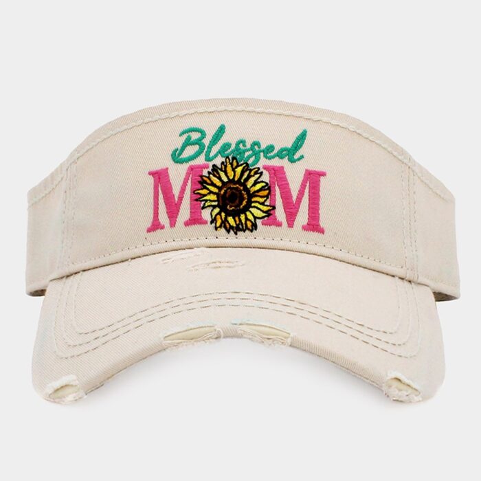 Blessed Mom Sunflower Vintage Visor Hat - Image 1