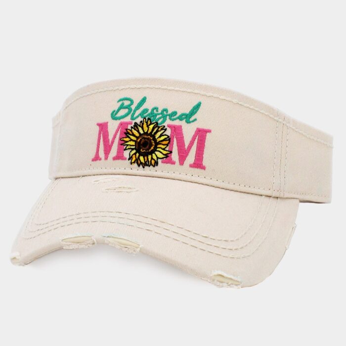 Blessed Mom Sunflower Vintage Visor Hat - Image 2