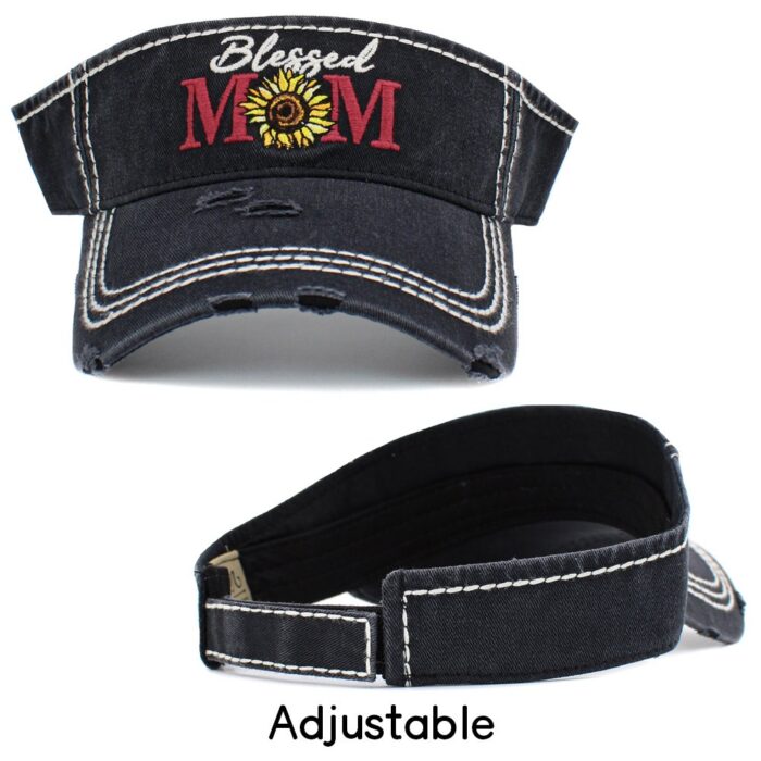 Blessed Mom Sunflower Vintage Visor Hat - Image 3