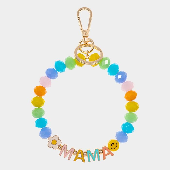 Mama Message Flower Smile Faceted Beaded Keychain / Bracelet - Image 1