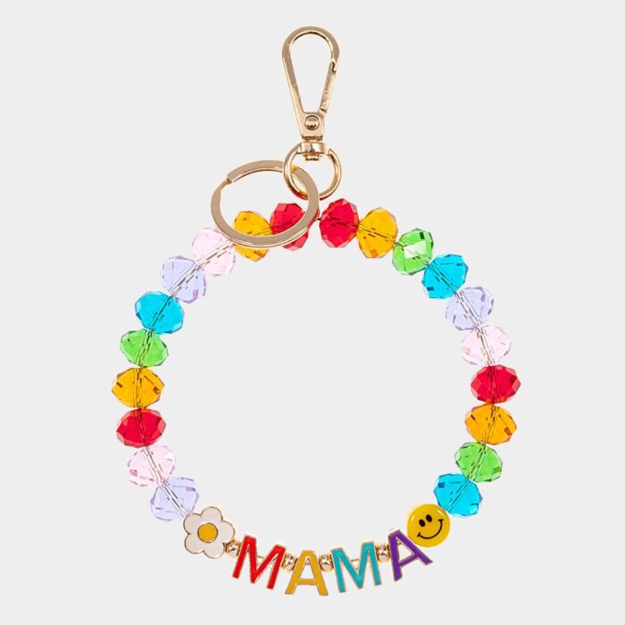 Mama Message Flower Smile Faceted Beaded Keychain / Bracelet - Image 1