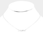 White Gold Dipped Mama Metal Message Pendant Necklace - Image 2
