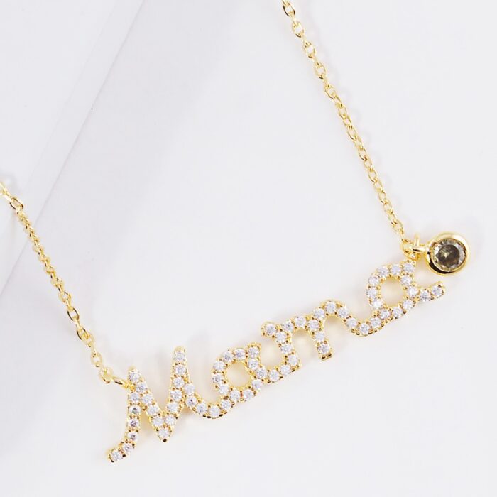August Birthstone Mama Message Pendant Necklace - Image 2