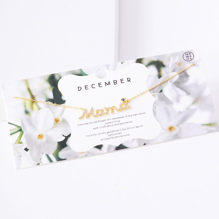 December Birthstone Mama Message Pendant Necklace - Image 1