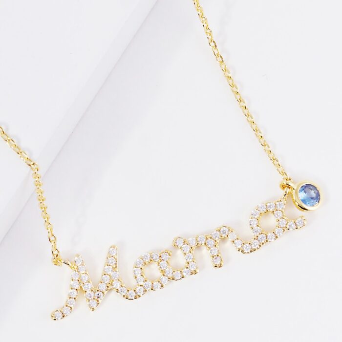 December Birthstone Mama Message Pendant Necklace - Image 2