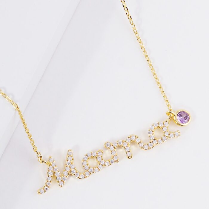 June Birthstone Mama Message Pendant Necklace - Image 2