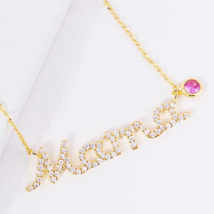 October Birthstone Mama Message Pendant Necklace - Image 2